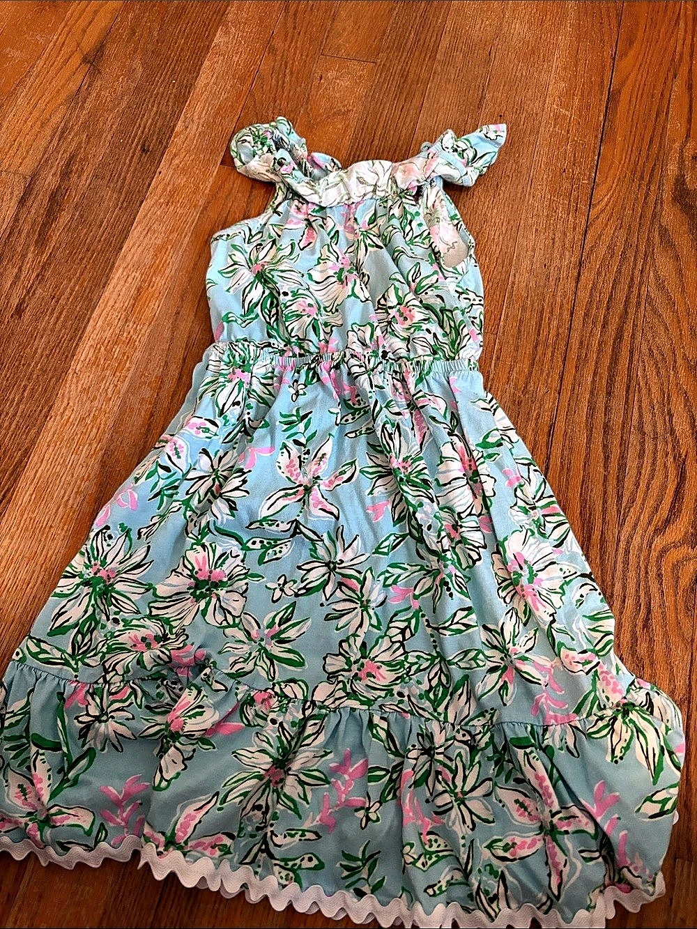 Lilly Pulitzer Floral Tie-Shoulder Dress in Green & Pink